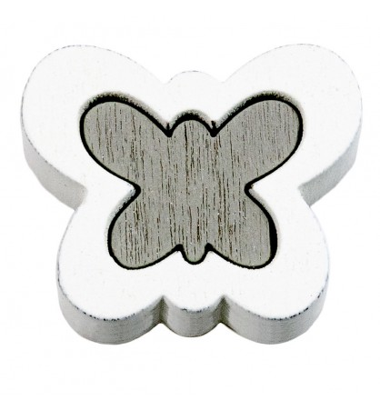 Drewniane scrapki 2-częściowy motyl 20x25mm biały