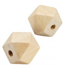 Drewniane koraliki heksagon surowe 15x15mm 2szt.