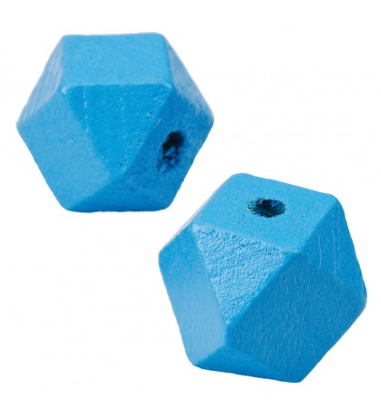 Drewniane koraliki hexagon 15x20mm niebieski