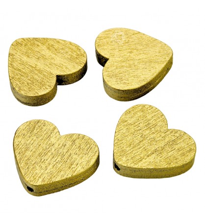 Drewniane koraliki serce 21x23mm metalik złoty